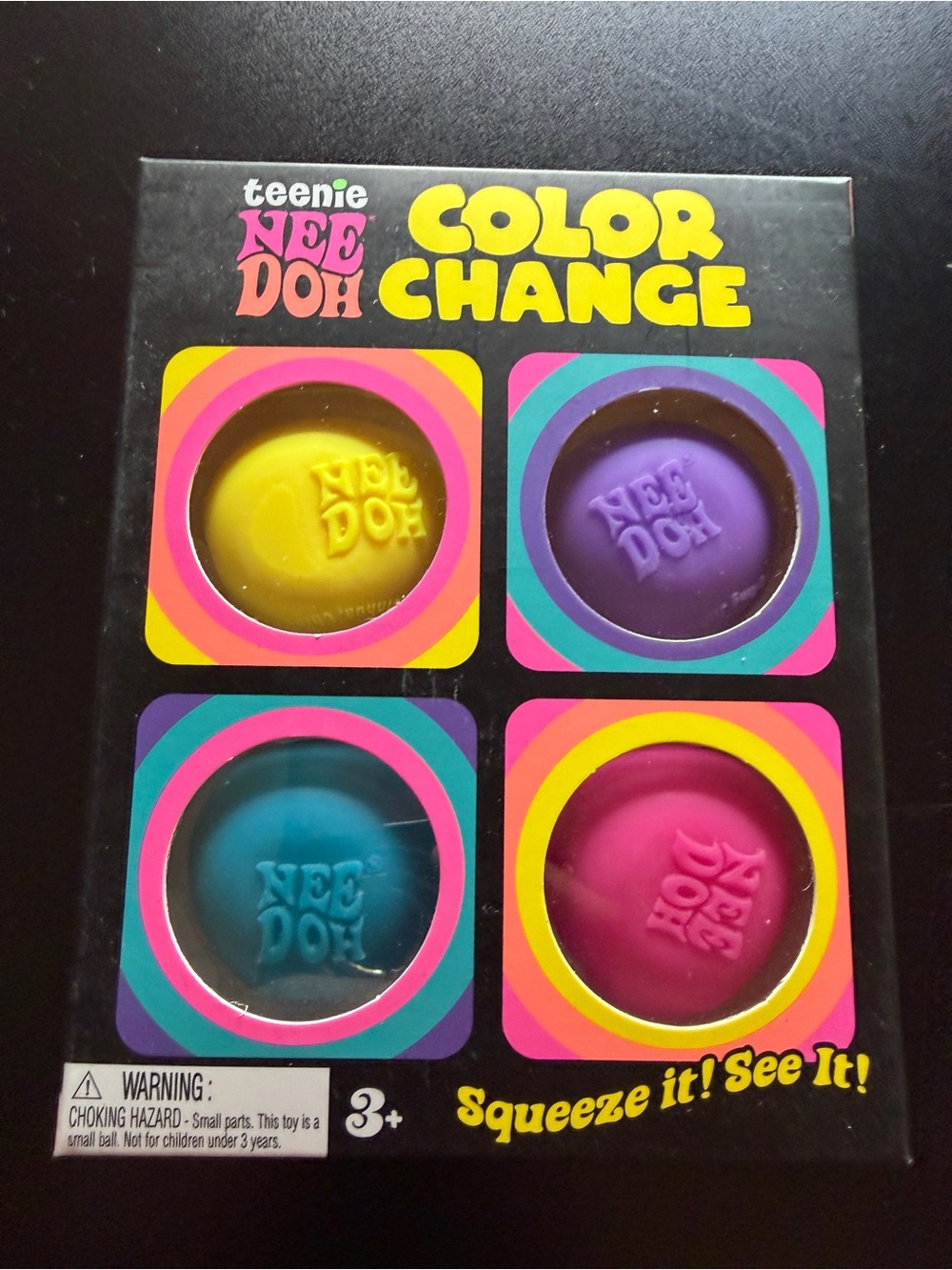 New Nee Doh teenie Color Change Balls 4 Pack Multicolor Pink Blue Purple Yellow